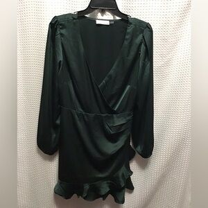 Elegant Green Wrap Dress